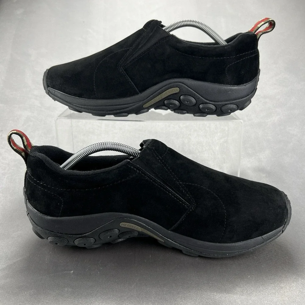 Merrell‎ Jungle Moc Shoes Mens 10.5 W Black Suede Slip On Comfort Casual J63815W